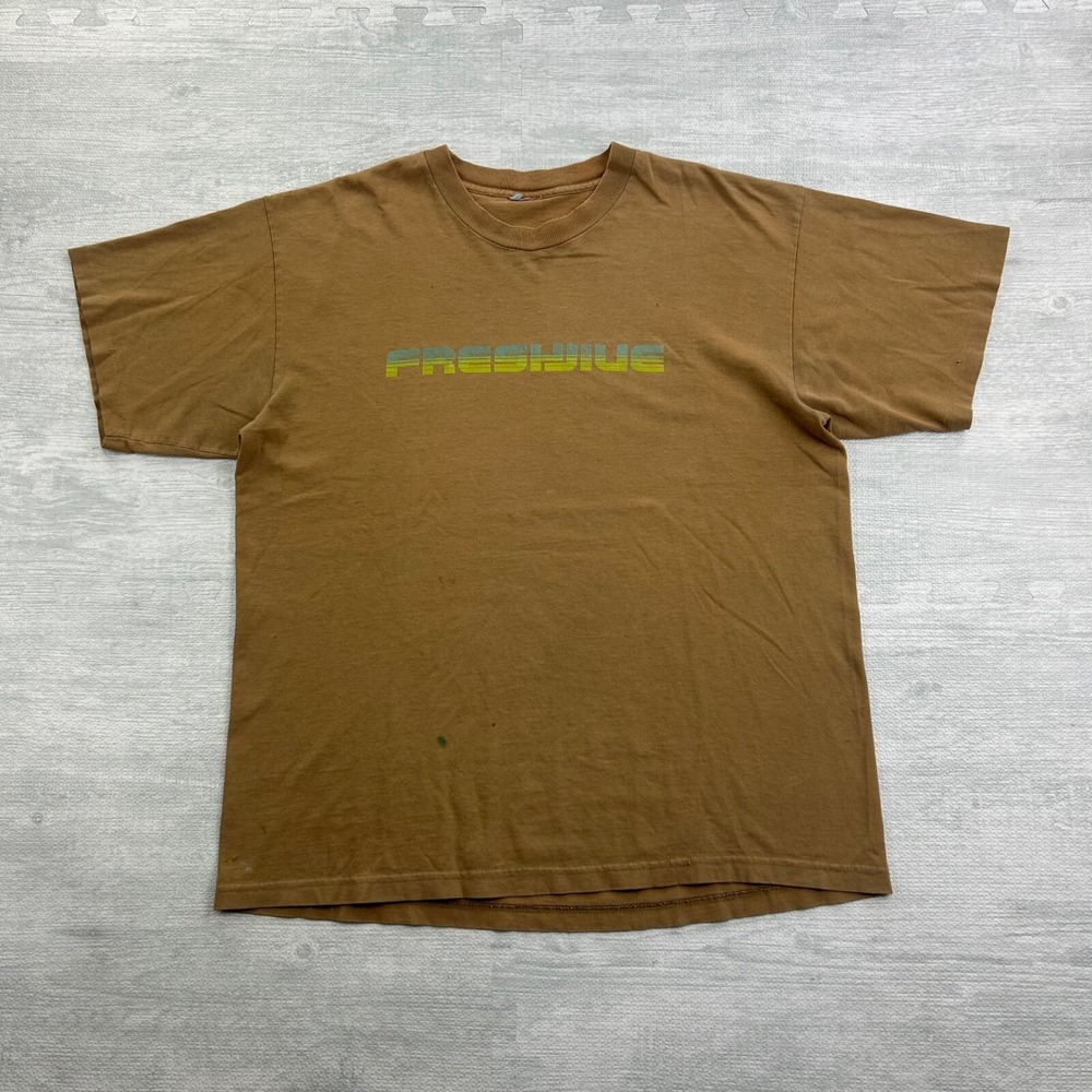 Vintage 90s Freshjive Shirt Size Large‎ Brown Spell Out Logo Skater Hip Hop